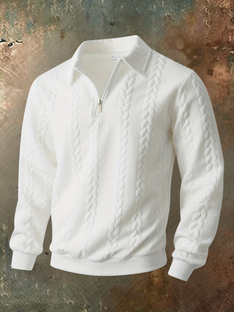 Edoardo | Maglione a trecce con mezza zip