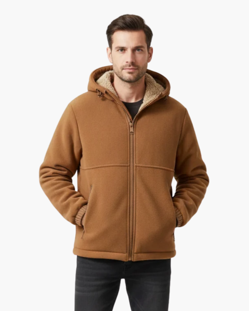 Giacca in Pile Uomo con Cappuccio | Calore Leggero e Tasche con Cerniera