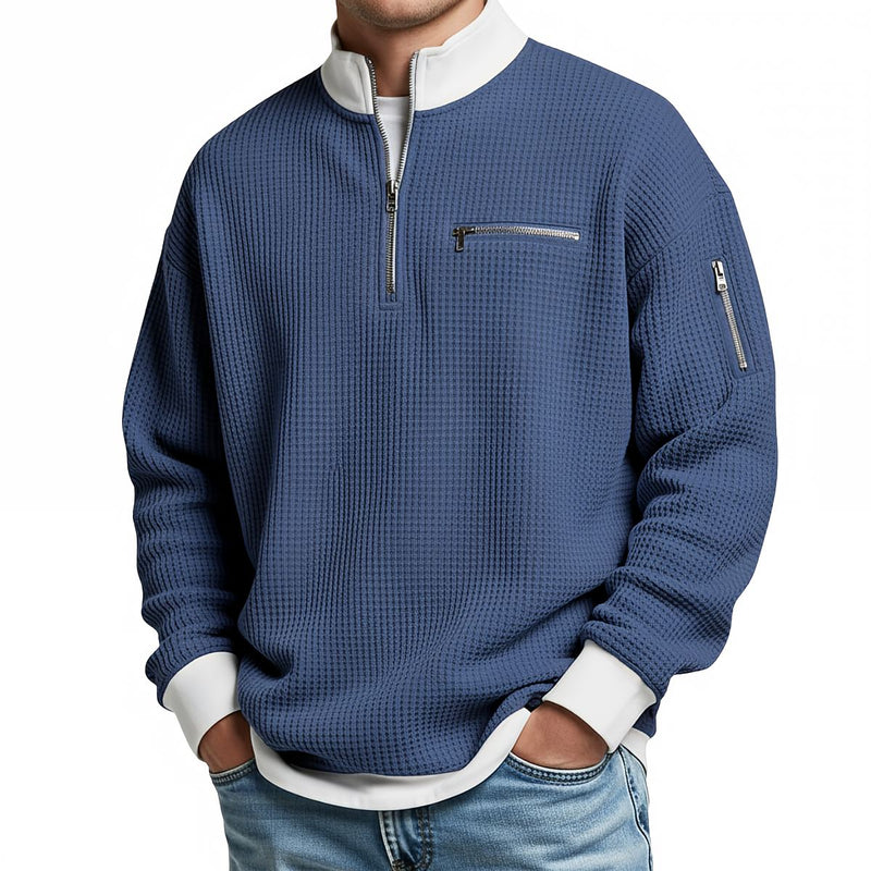 Maglione uomo | Maglione a coste con zip a metà