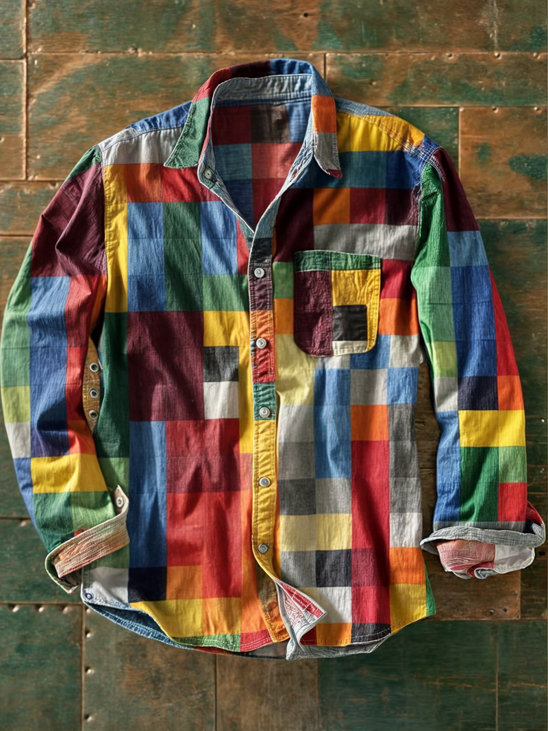 Paolino | Camicia da Uomo Patchwork - Colori Audaci