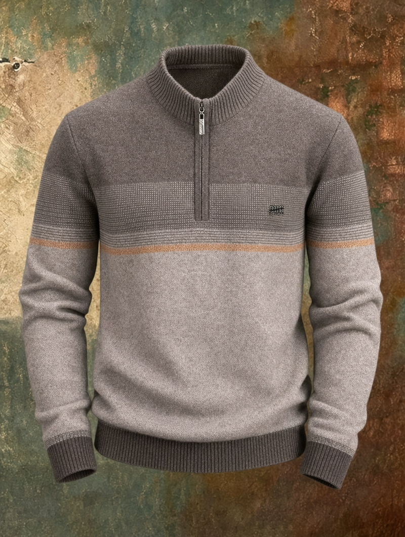ANDREA | Maglione a mezza zip con righe tonali